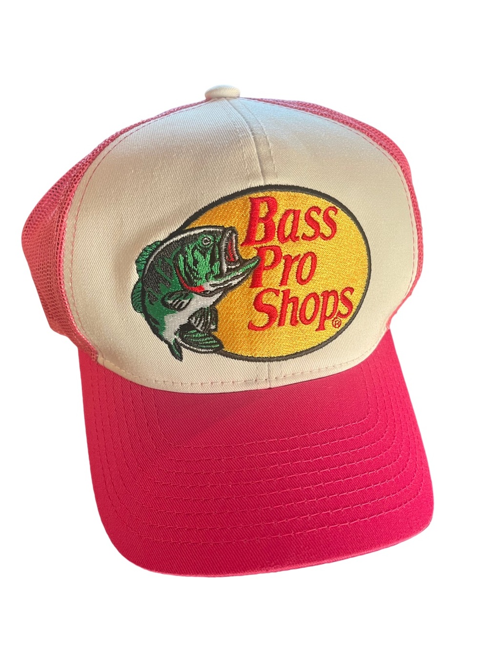Hot Pink Bass Pro Shops Adjustable Snapback Trucker Hat with Embroidered Logo